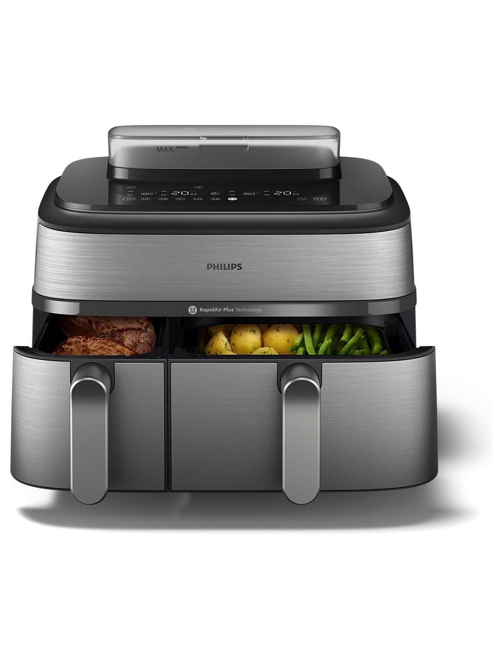 Philips Dual Basket Airfryer | NA555/00 5000 series | Power 2750 W | Capacity 9 L | RapidAir Plus | Silver 2 Philips Dual Basket Airfryer | NA555/00 5000 series | Power 2750 W | Capacity 9 L | RapidAir Plus | Silver 2