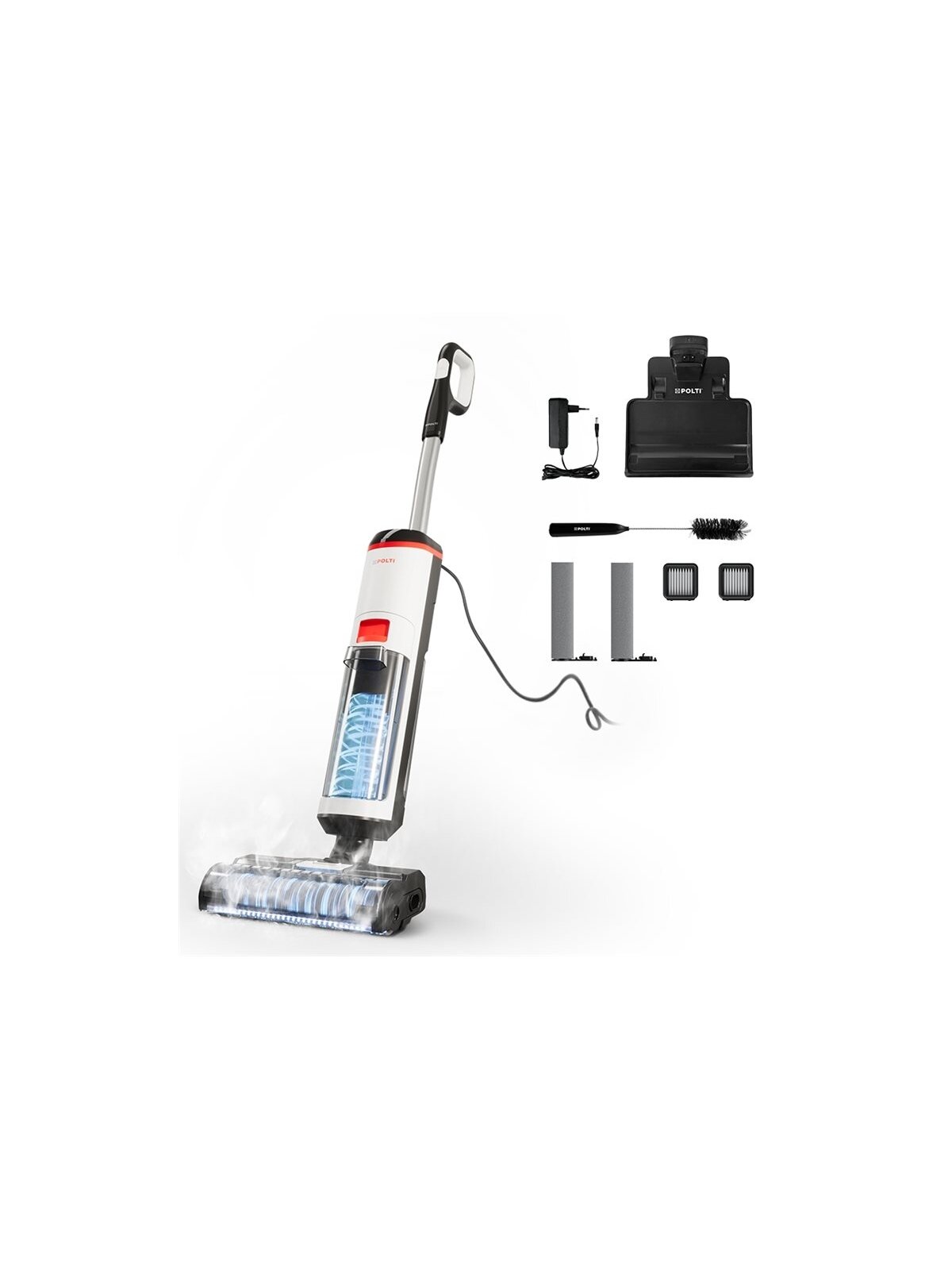 Polti Corded Steam Cleaner | RollySteam WD10 | Power 750 W | Water tank capacity 0.6 L | White/Black Polti Corded Steam Cleaner | RollySteam WD10 | Power 750 W | Water tank capacity 0.6 L | White/Black