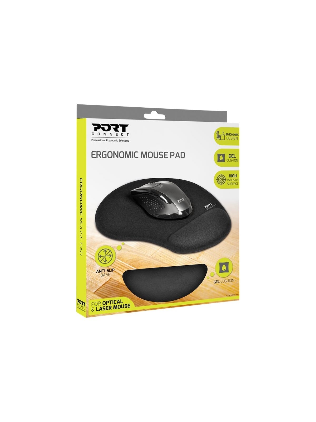 PORT CONNECT | Ergonomic Mouse Pad | 200 x 230 x 20 mm | Black 2