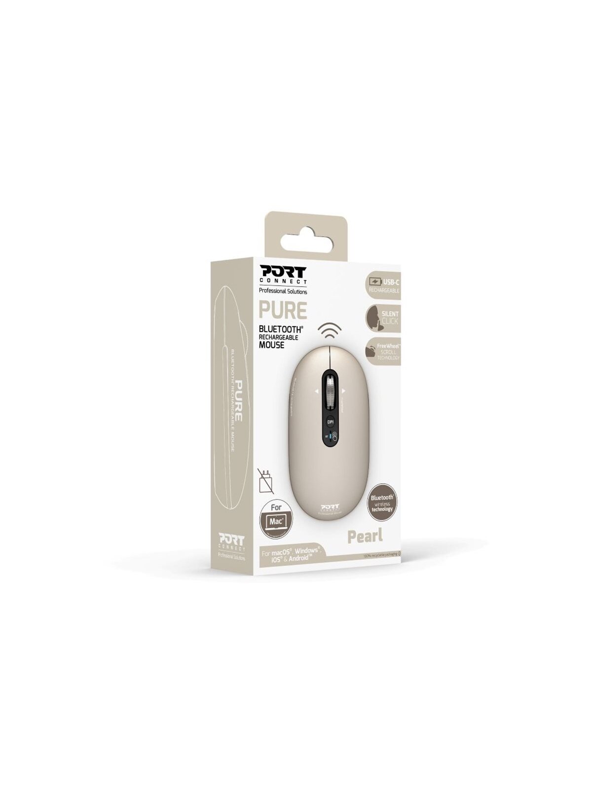 PORT CONNECT Mouse | PURE MAC | Wireless | Bluetooth | Beige Perle 3 PORT CONNECT Mouse | PURE MAC | Wireless | Bluetooth | Beige Perle 3