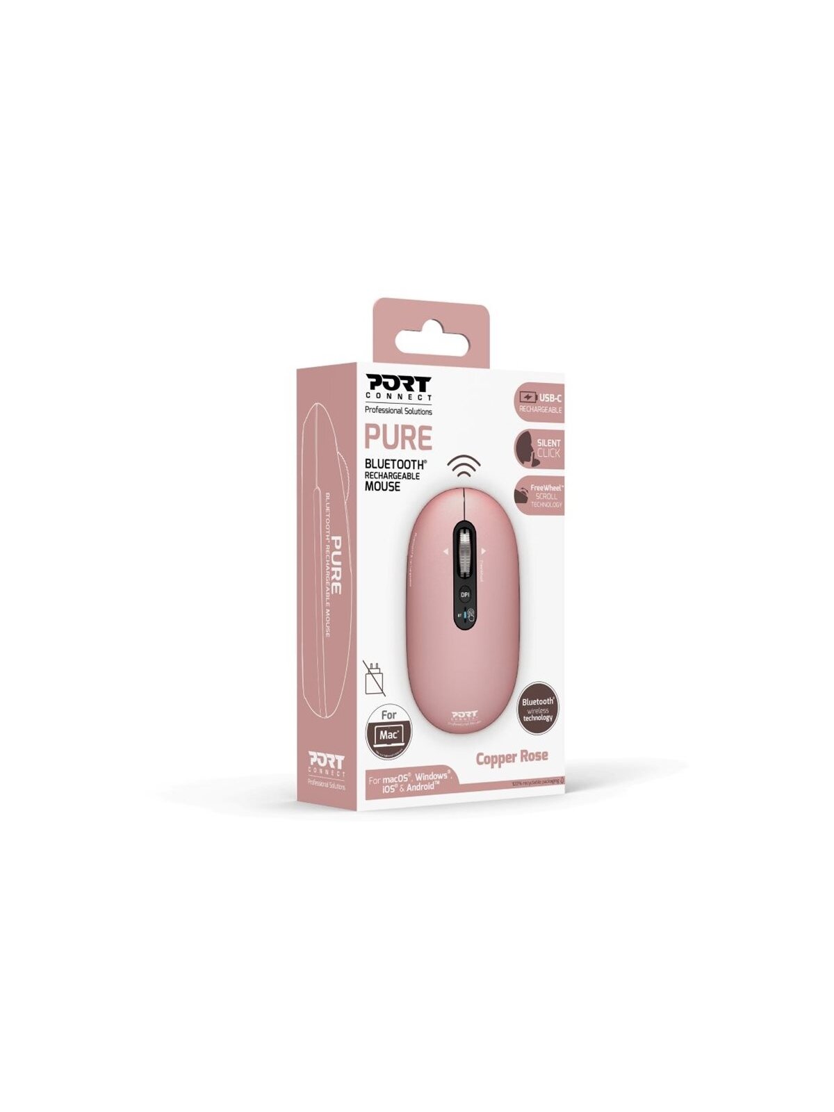 PORT CONNECT Mouse | PURE MAC | Wireless | Bluetooth | Pink 3 PORT CONNECT Mouse | PURE MAC | Wireless | Bluetooth | Pink 3