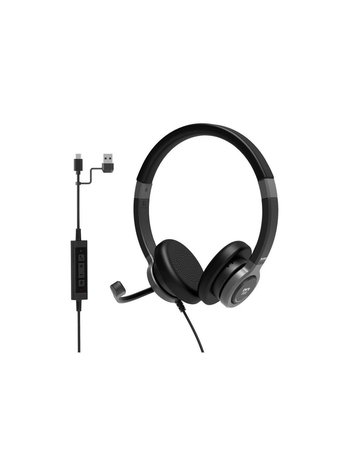 PORT CONNECT | Stereo USB Headphone PRO ON'R 300 | Wired | On-ear | Black | Noise canceling PORT CONNECT | Stereo USB Headphone PRO ON'R 300 | Wired | On-ear | Black | Noise canceling