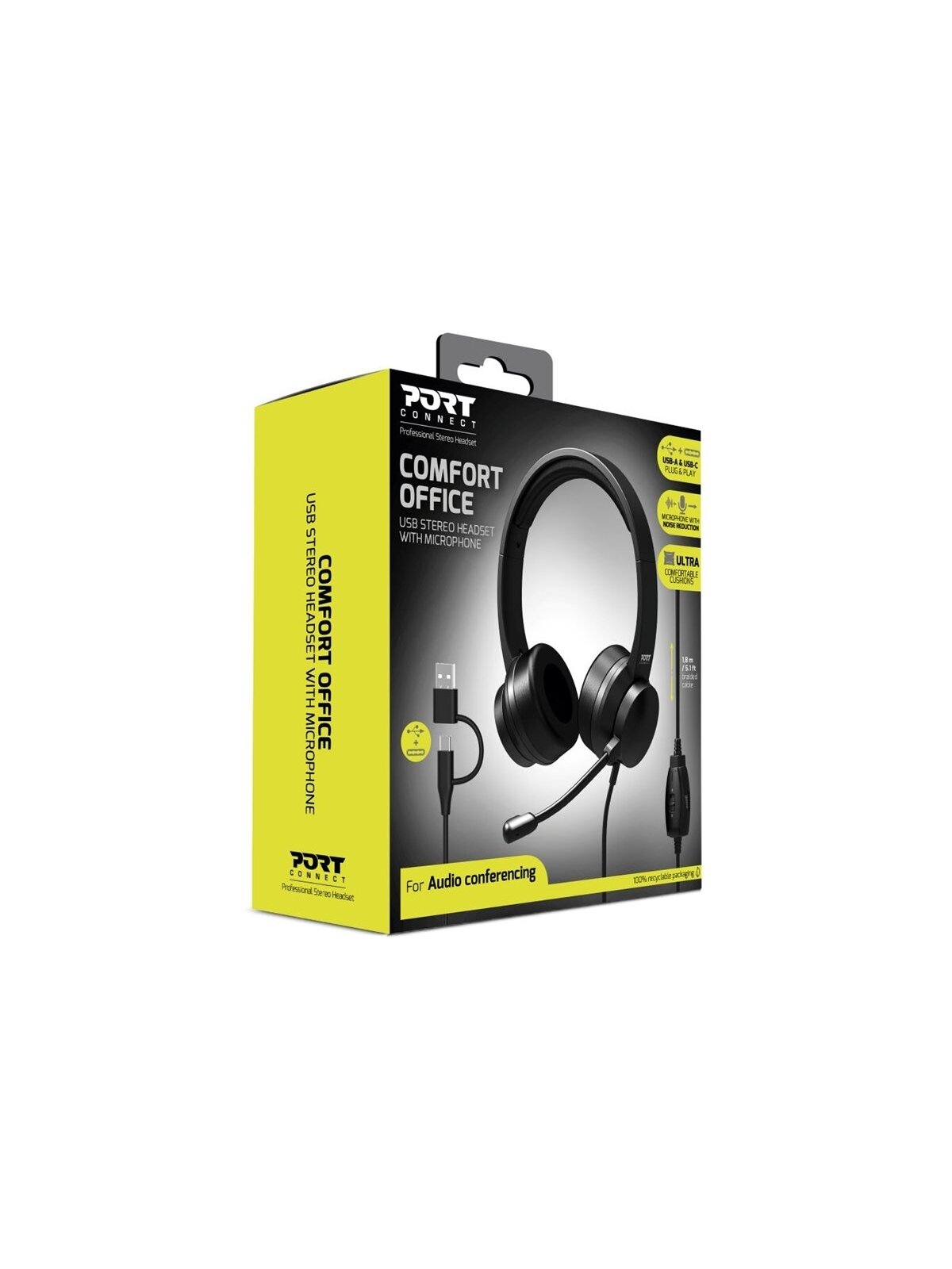 PORT CONNECT | USB Comfortable Stereo Office Microphone Headset | Built-in microphone | Wired | Black 3