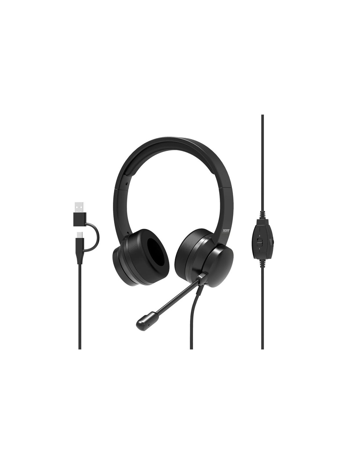 PORT CONNECT | USB Comfortable Stereo Office Microphone Headset | Built-in microphone | Wired | Black