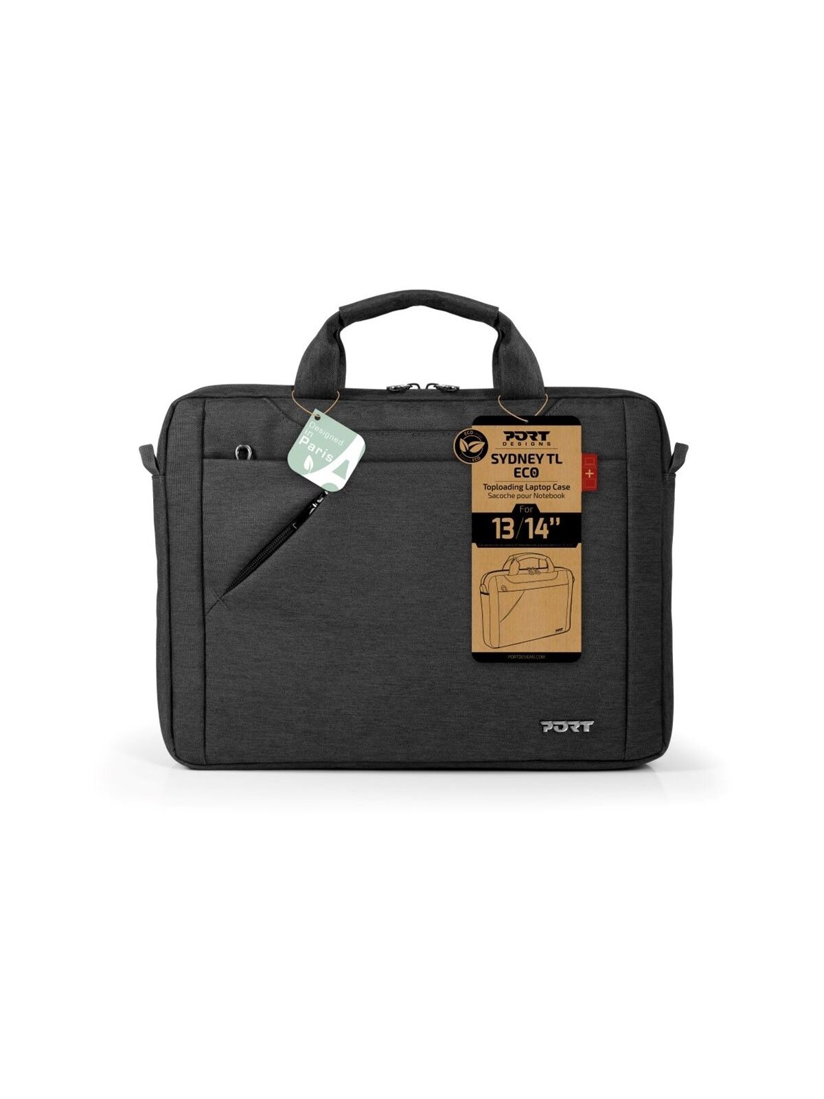 PORT DESIGNS | S13 Sydney ECO Case | Fits up to size 13/14 " | Top Loading | Black | Shoulder strap 2 PORT DESIGNS | S13 Sydney ECO Case | Fits up to size 13/14 " | Top Loading | Black | Shoulder strap 2