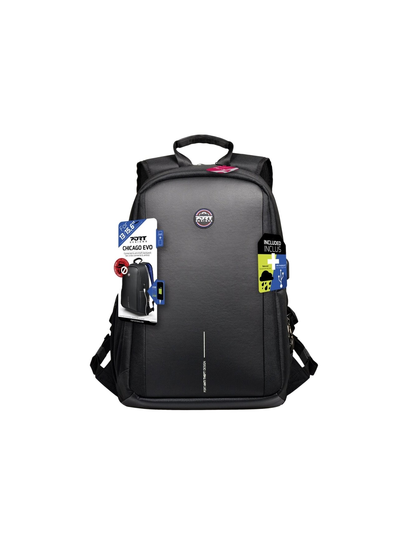 PORT DESIGNS | Chicago EVO | ANTI-THEFT | Fits up to size 15.6 " | Backpack | Black | 13-15.6 " | Shoulder strap 8 PORT DESIGNS | Chicago EVO | ANTI-THEFT | Fits up to size 15.6 " | Backpack | Black | 13-15.6 " | Shoulder strap 8