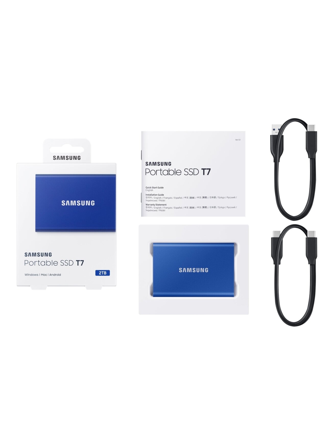 Portable SSD | T7 | 2000 GB | N/A " | USB 3.2 | Blue 10