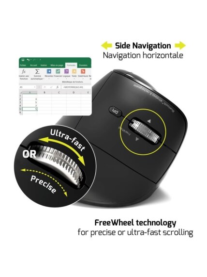 PORT CONNECT Mouse | ERGO AUDITOR | Wireless | Bluetooth, 2.4 GHz | Black 3