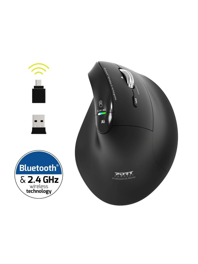 PORT CONNECT Mouse | ERGO AUDITOR | Wireless | Bluetooth, 2.4 GHz | Black 1