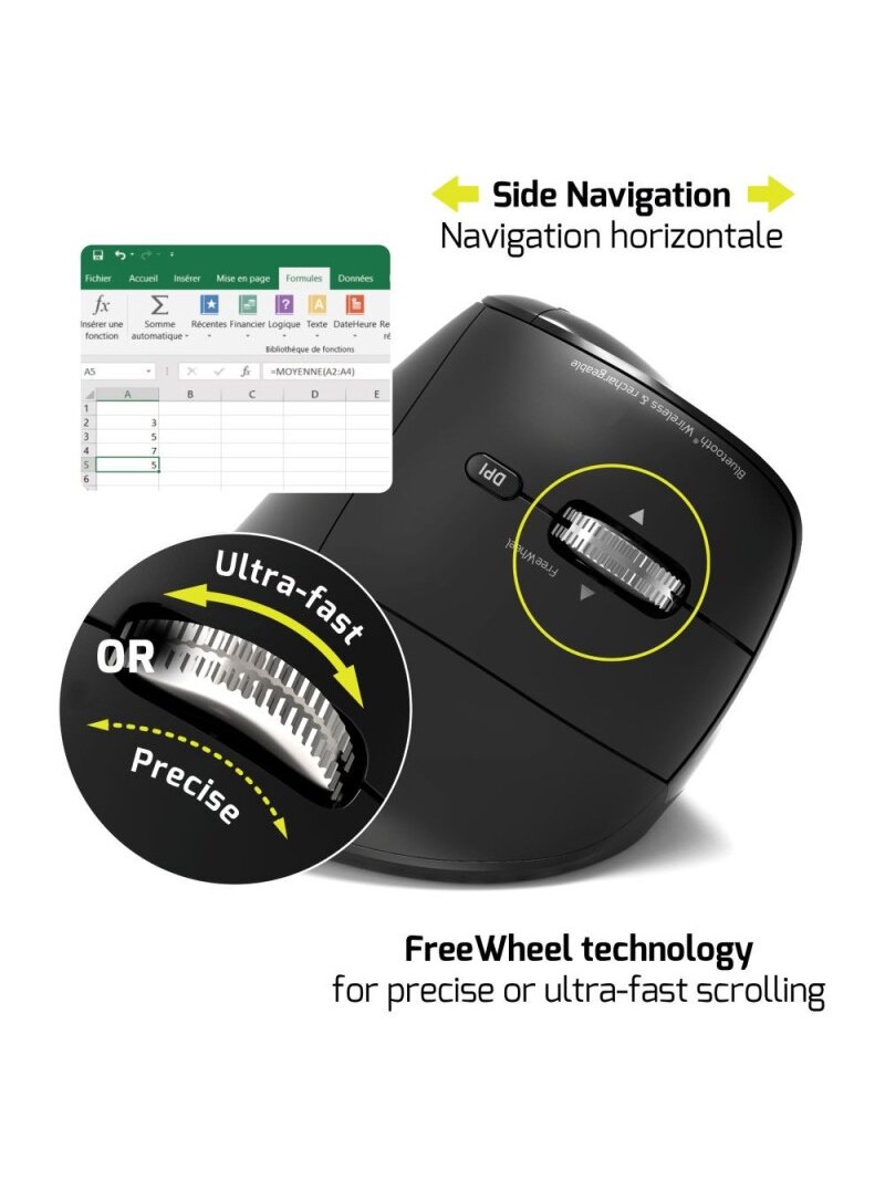PORT CONNECT Mouse | ERGO AUDITOR | Wireless | Bluetooth, 2.4 GHz | Black 3