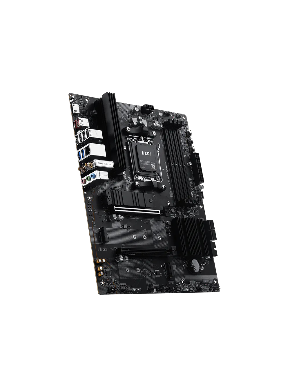 PRO B840-S EVO WIFI6E | MSI Processor family AMD | Processor socket AM5 | Supported hard disk drive interfaces SATA, M.2 | Number of SATA connectors 4 2