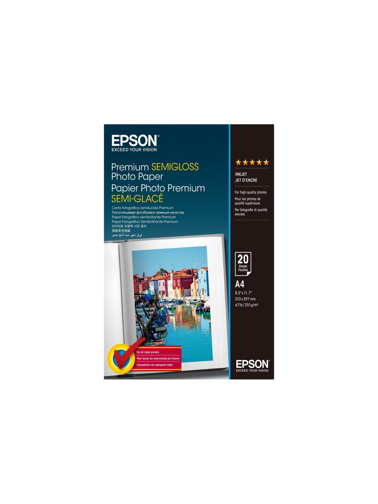 Premium Semigloss Photo Paper, DIN A4, 251g/mÂ², 20 Sheets | A4 1
