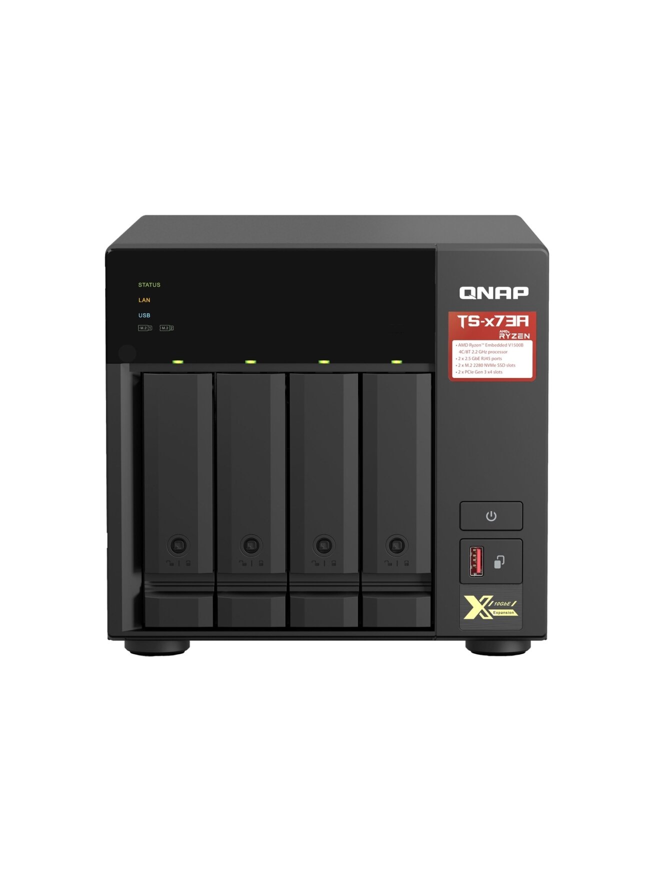 QNAP | 4-Bay QTS and QuTS hero NAS | TS-473A-8G | Up to 4 HDD/SSD Hot-Swap | AMD Ryzen | Ryzen V1500B Quad-Core | Processor frequency 2.2 GHz | 8 GB | DDR4 2