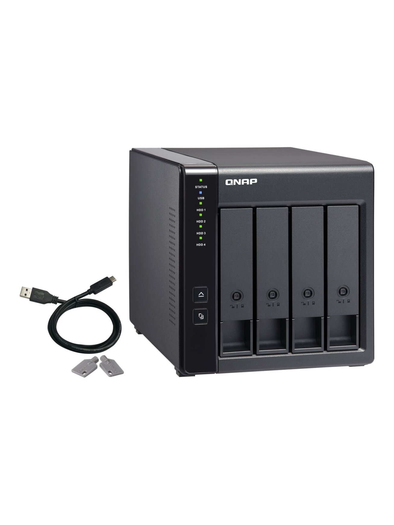 QNAP | 4-Bay | TR-004 | Up to 4 HDD/SSD Hot-Swap | Micro processor with hardware RAID 5 QNAP | 4-Bay | TR-004 | Up to 4 HDD/SSD Hot-Swap | Micro processor with hardware RAID 5