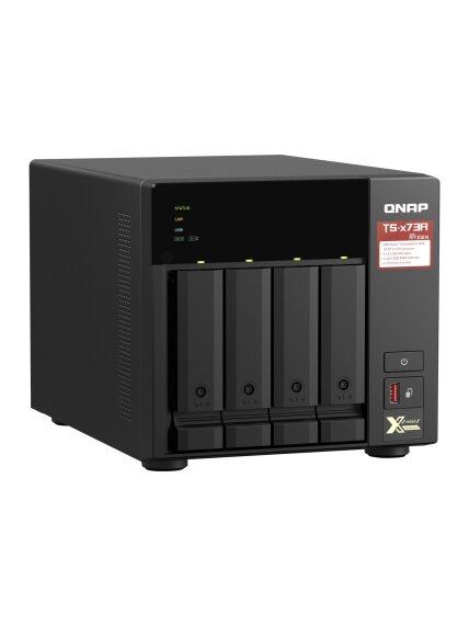 QNAP | 4-Bay QTS and QuTS hero NAS | TS-473A-8G | Up to 4 HDD/SSD Hot-Swap | AMD Ryzen | Ryzen V1500B Quad-Core | Processor frequency 2.2 GHz | 8 GB | DDR4 3