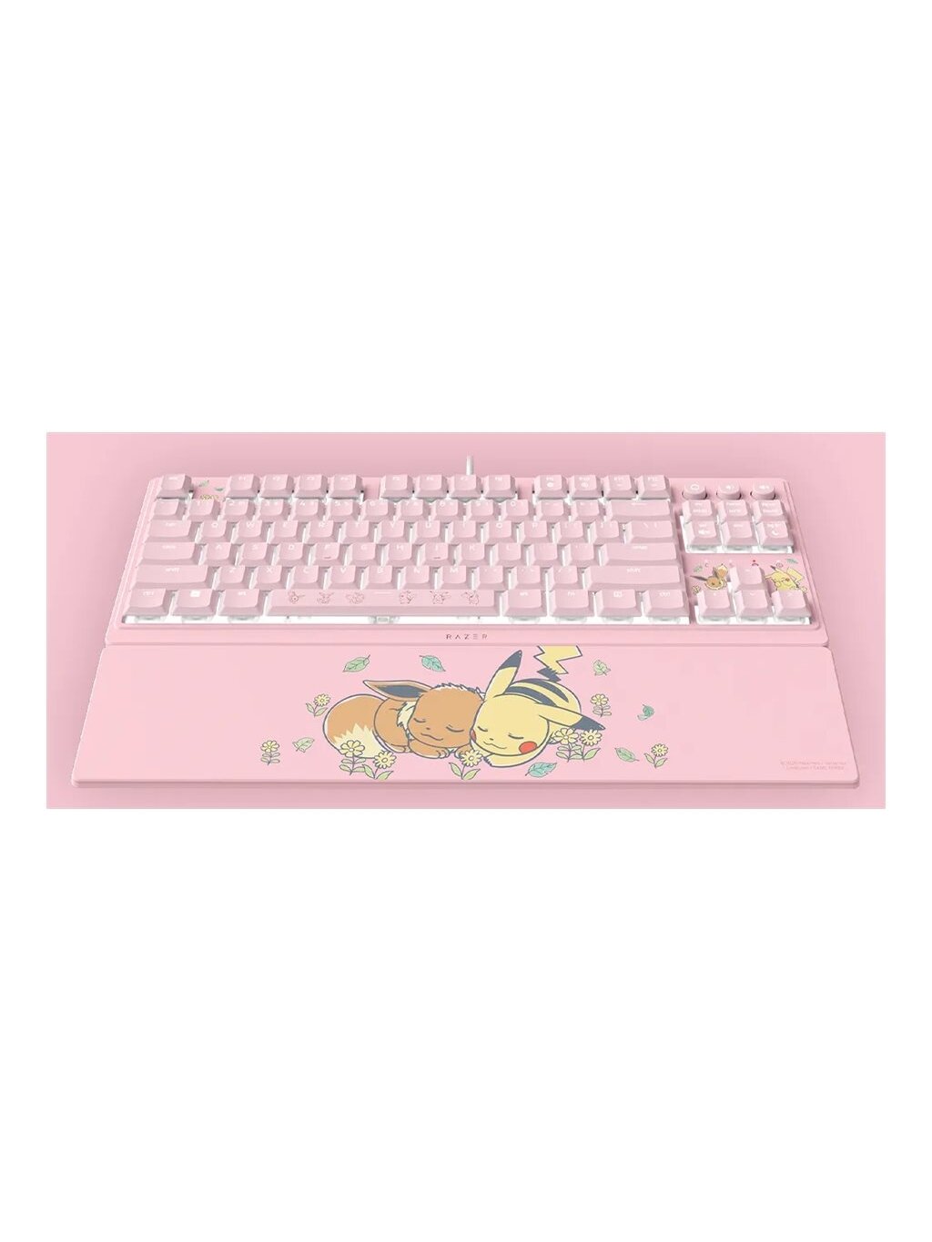 Razer Ornata V3 Tenkeyless | Gaming keyboard | Wired | US | Razer Mecha-Membrane Switches | Wrist Rest | Pikachu Eevee Edition