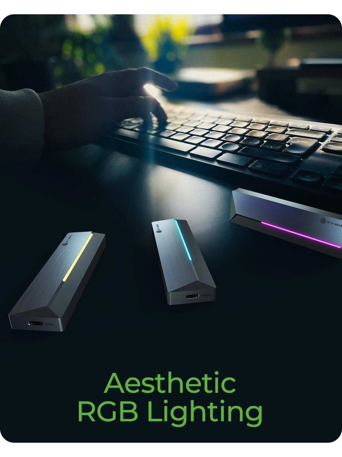Raidsonic Icy Box M.2 SATA/NVMe SSD Enclosure with USB 3.2 Gen 2 Type-C and RGB light | Warranty IB-1826MCL-CU31 month(s) 2 Raidsonic Icy Box M.2 SATA/NVMe SSD Enclosure with USB 3.2 Gen 2 Type-C and RGB light | Warranty IB-1826MCL-CU31 month(s) 2