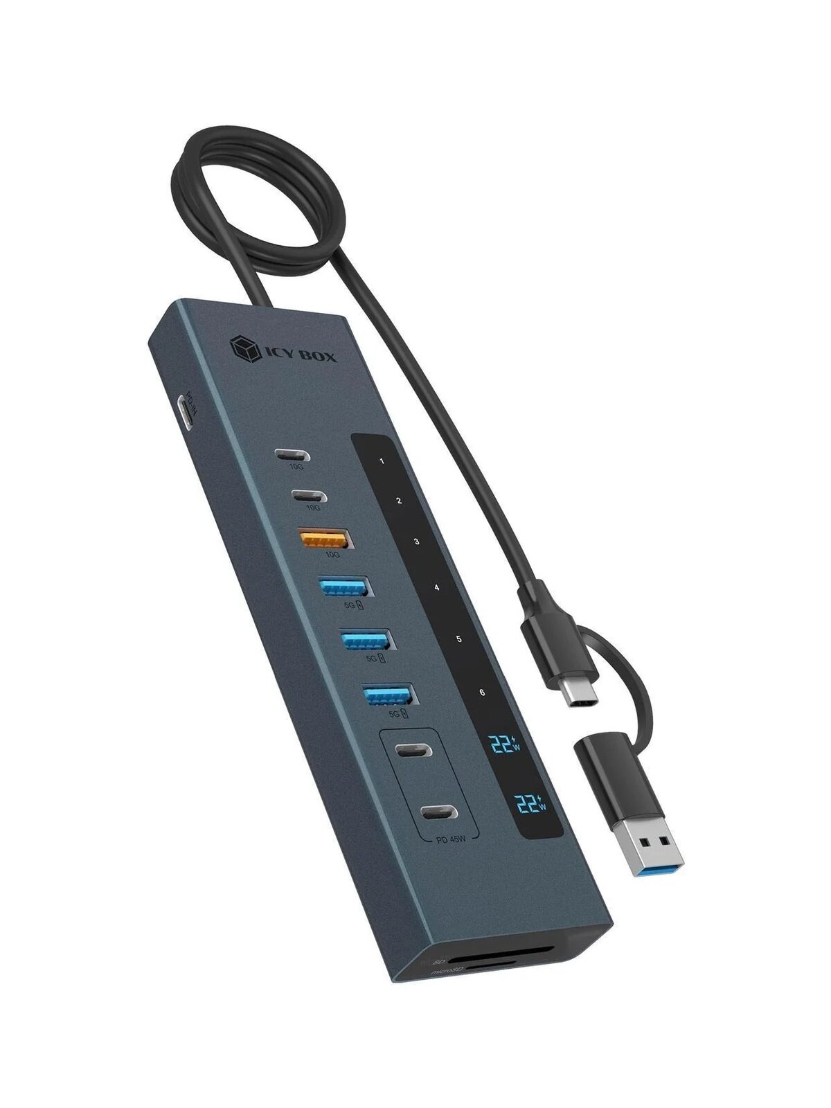 Raidsonic Icy Box USB Hub 11-in-1 USB-C Hub USB 3.2 Gen 2 PD | IB-HUB1742CR-C2PD Raidsonic Icy Box USB Hub 11-in-1 USB-C Hub USB 3.2 Gen 2 PD | IB-HUB1742CR-C2PD