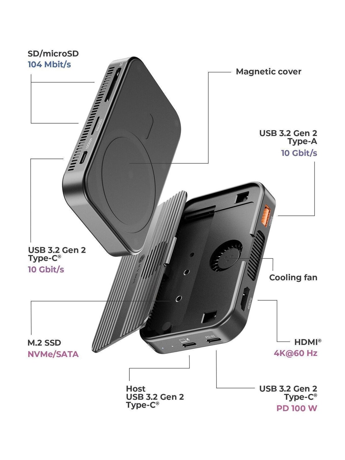 Raidsonic Travel Dock 7-in-1, M.2 SSD | IB-DK4071M-CU31 2 Raidsonic Travel Dock 7-in-1, M.2 SSD | IB-DK4071M-CU31 2