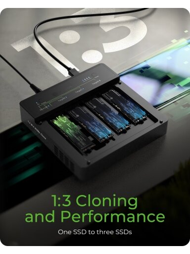 Raidsonic 4-Bays USB4 Duplicator (1:3 clone) for NVMe M.2 SSD | IB-4013MCL-C4 Raidsonic 4-Bays USB4 Duplicator (1:3 clone) for NVMe M.2 SSD | IB-4013MCL-C4