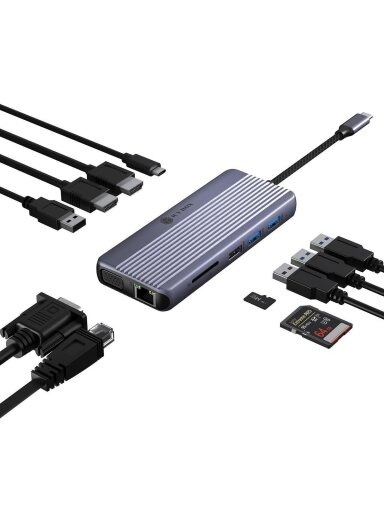 Raidsonic Icy Box Travel Dock 12-in-1, 3x video output (2x HDMI + 1x VGA) | IB-DK4062-CPD Raidsonic Icy Box Travel Dock 12-in-1, 3x video output (2x HDMI + 1x VGA) | IB-DK4062-CPD