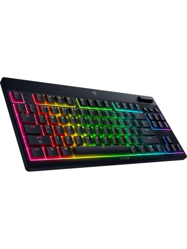 Razer | BlackWidow V4 Low-Profile Tenkeyless HyperSpeed | Keyboard | Wireless | US | Bluetooth | Yellow Switches | Black
