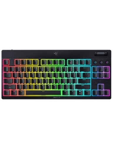 Razer | BlackWidow V4 Low-Profile Tenkeyless HyperSpeed | Keyboard | Wireless | US | Bluetooth | Yellow Switches | Black