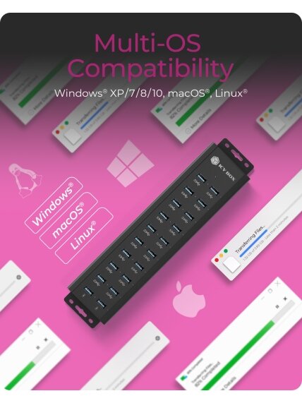 Raidsonic | 20-in-1 USB HUB with power supply, on/off button and mounting brackets | IB-HUB1720-U3 5 Raidsonic | 20-in-1 USB HUB with power supply, on/off button and mounting brackets | IB-HUB1720-U3 5