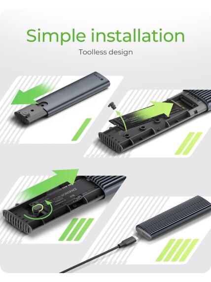 Raidsonic | M.2 NVMe and SATA SSD Enclosure via USB Type-C | IB-1808MCT-CU31 1