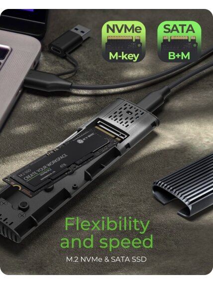 Raidsonic | M.2 NVMe and SATA SSD Enclosure via USB Type-C | IB-1808MCT-CU31 3 Raidsonic | M.2 NVMe and SATA SSD Enclosure via USB Type-C | IB-1808MCT-CU31 3