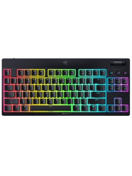 Razer | BlackWidow V4 Low-Profile Tenkeyless HyperSpeed | Keyboard | Wireless | US | Bluetooth | Yellow Switches | Black