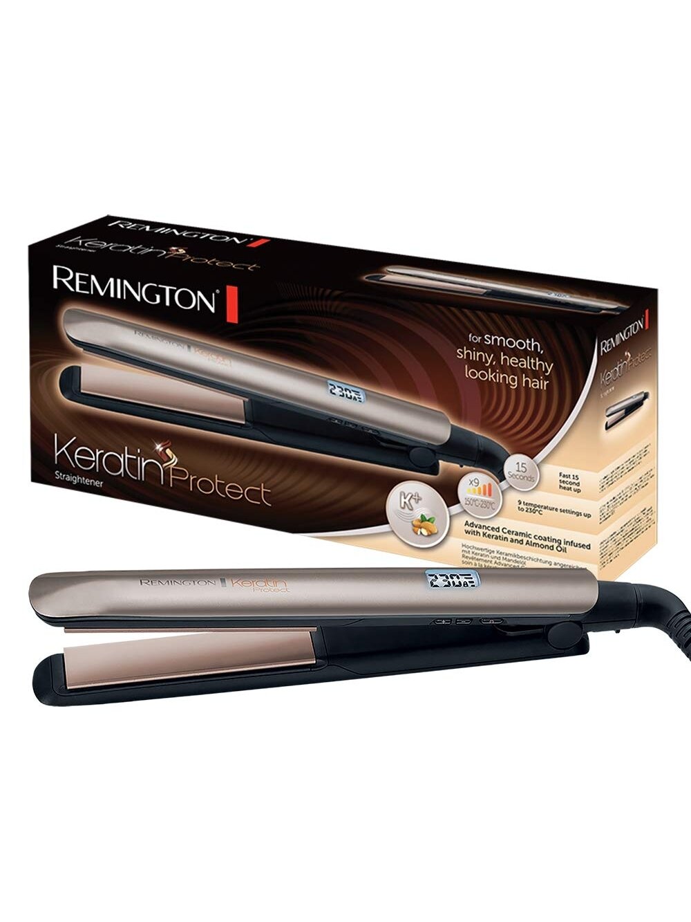 Remington | Keratin Protect Hair Straightener | S8540 | Ceramic heating system | Display LCD | Temperature (max) 230 °C | Bronze/Black 2