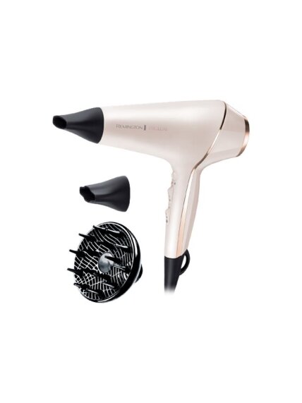 Remington | Hair dryer | ProLuxe AC9140 | 2400 W | Number of temperature settings 3 | Ionic function | Diffuser nozzle | White/Gold/Black Remington | Hair dryer | ProLuxe AC9140 | 2400 W | Number of temperature settings 3 | Ionic function | Diffuser nozzle | White/Gold/Black