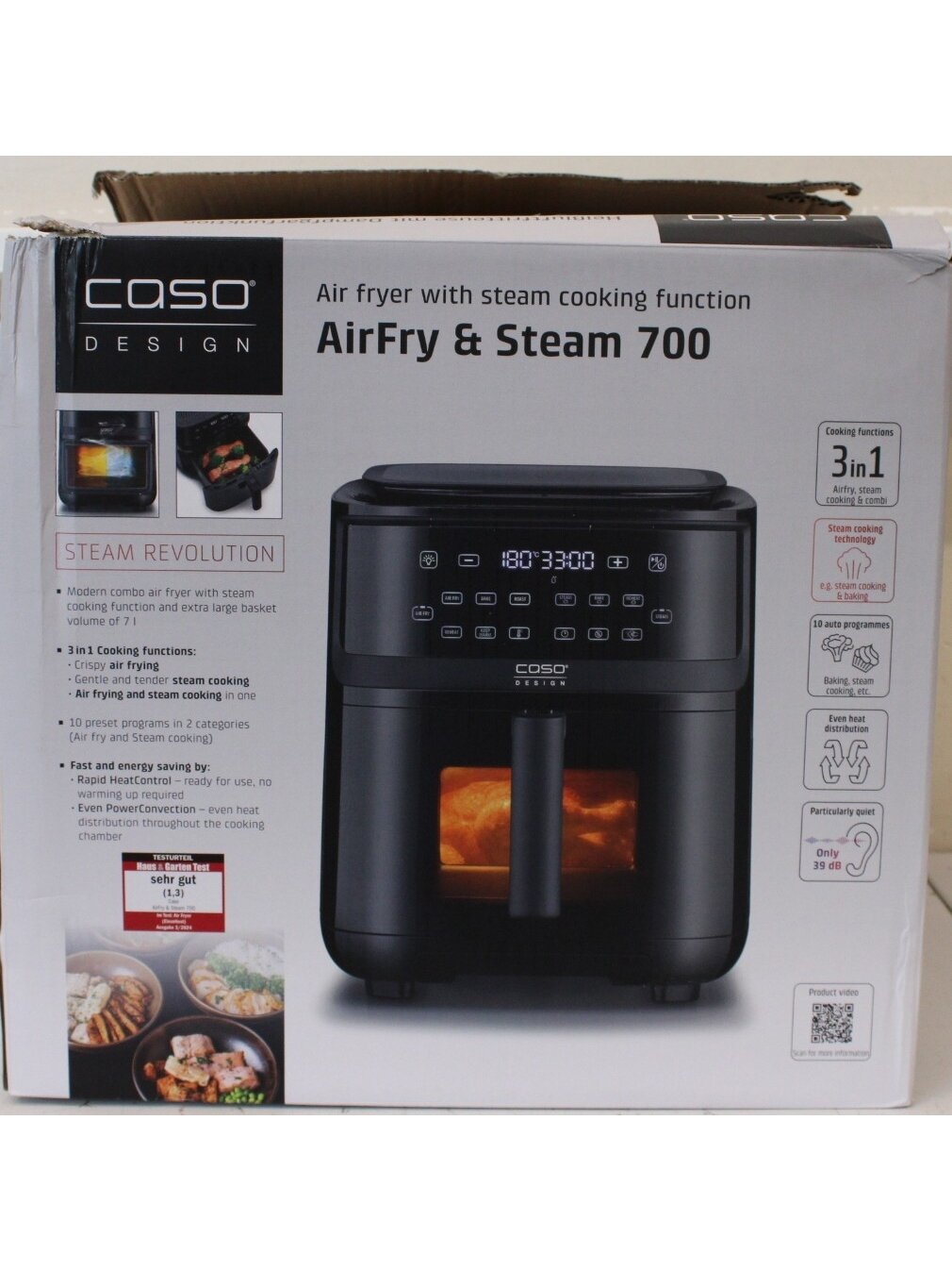 SALE OUT. Caso Steam & AirFry 700 Air fryer with Steam function, 1700 W, Capacity 7 L, Black | Caso | Air Fryer with Steam Function | Steam and AirFry 700 | Power 1700 W | Capacity 7 L | Black | DAMAGED PACKAGING, MISSING INNER PACKAGING, SCRATCHED, DIRTY 4