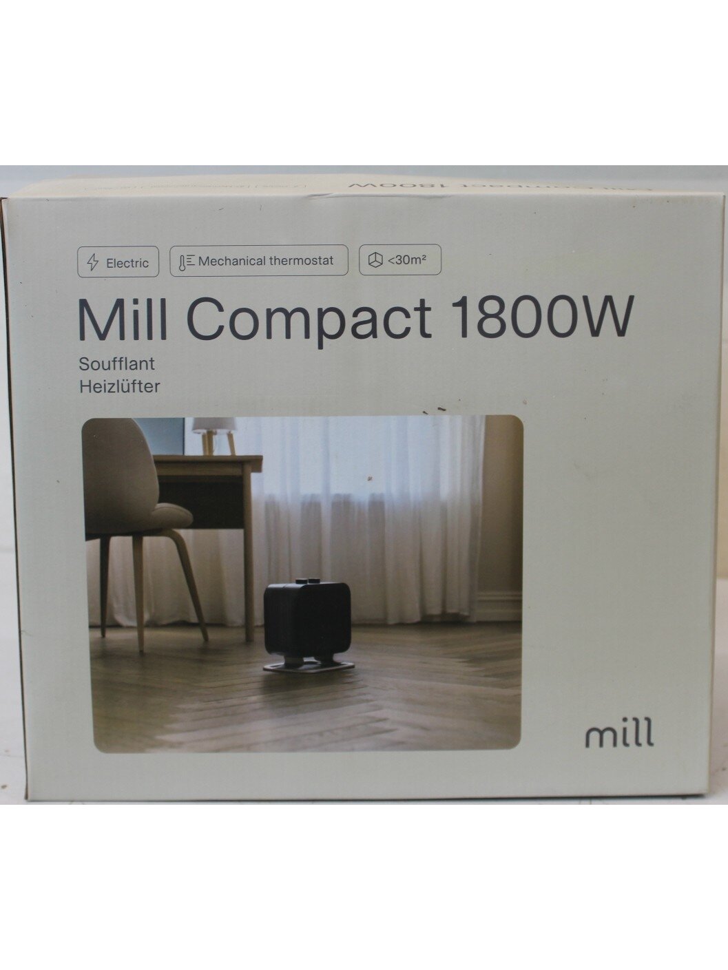 SALE OUT. Mill | Heater | CUS1800MECBA | PTC Fan | 1800 W | Suitable for rooms up to 30 m² | Black | DAMAGED PACKAGING 2