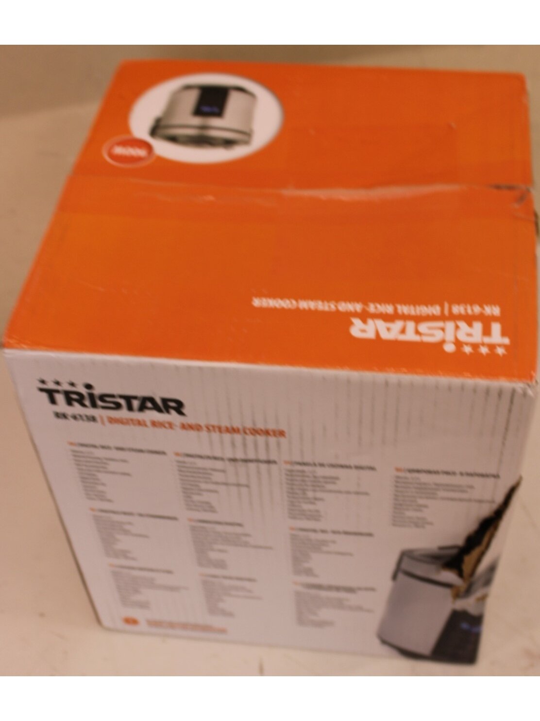 SALE OUT. Tristar RK-6138 Rice and Steam cooker with Keep warm function, Digital control, 2.2 L, Stainless Steel | SALE OUT. | Tristar Digital Rice and Steam Cooker | RK-6138 | 900 W | 2.2 L | Number of programs 7 | Grey | DAMAGED PACKAGING, MISSING PLAST 1