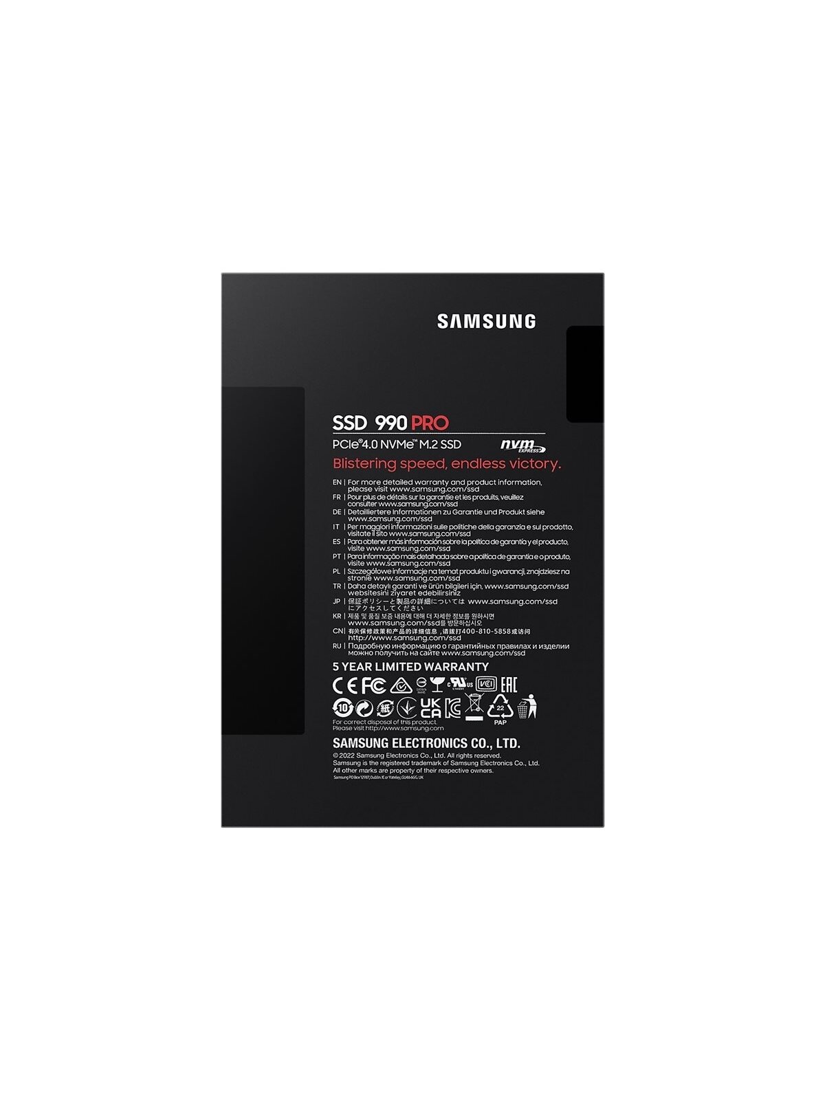 Samsung | 990 PRO | 2000 GB | SSD form factor M.2 2280 | Solid-state drive interface PCIe Gen4x4 | Read speed 7450 MB/s | Write speed 6900 MB/s 7
