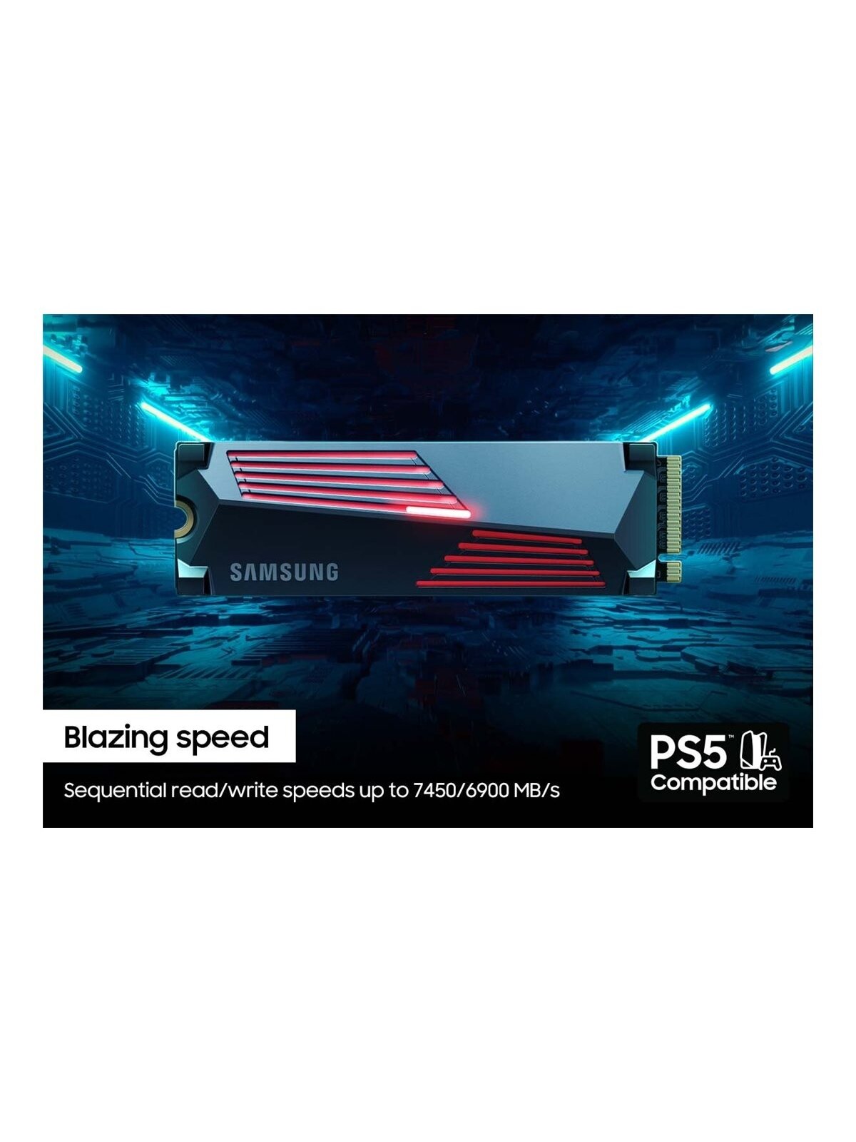 Samsung | 990 PRO with Heatsink | 1000 GB | SSD form factor M.2 2280 | Solid-state drive interface M.2 NVMe | Read speed 7450 MB/s | Write speed 6900 MB/s 4