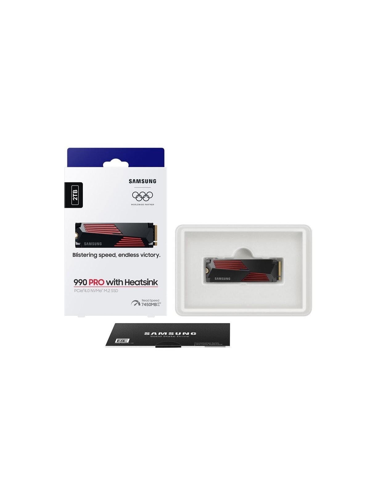Samsung | 990 PRO with Heatsink | 2000 GB | SSD form factor M.2 2280 | Solid-state drive interface M.2 NVMe | Read speed 7450 MB/s | Write speed 6900 MB/s 3