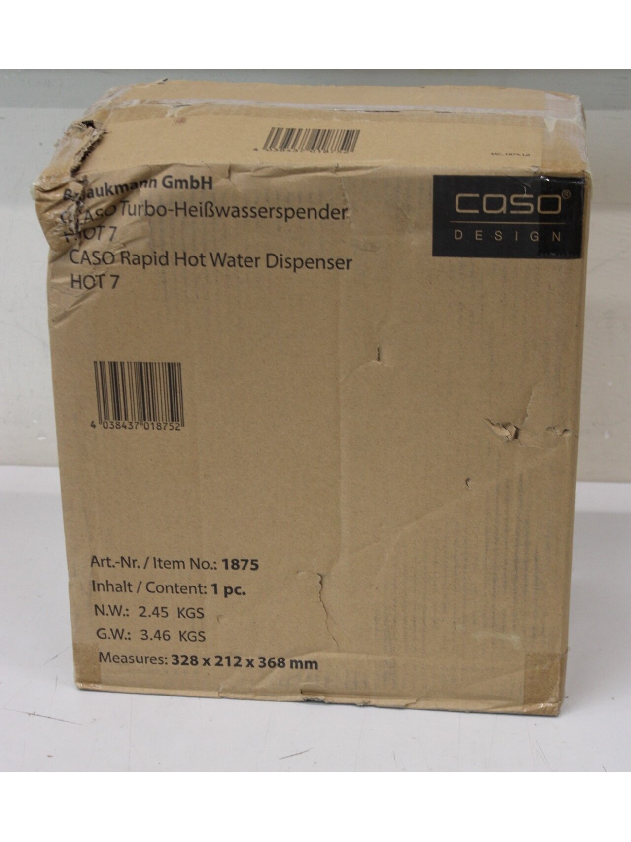 SALE OUT. Caso Turbo Hot Water Dispenser | Hot 7 | Water Dispenser | 2200-2600 W | 2.7 L | Plastic/Stainless Steel | Black/Stainless Steel | DAMAGED PACKAGING, BROKEN INER PACKAGING, DAMAGED GLASS CONTAINER SALE OUT. Caso Turbo Hot Water Dispenser | Hot 7 | Water Dispenser | 2200-2600 W | 2.7 L | Plastic/Stainless Steel | Black/Stainless Steel | DAMAGED PACKAGING, BROKEN INER PACKAGING, DAMAGED GLASS CONTAINER