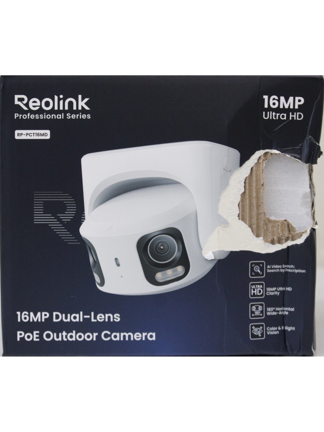 SALE OUT. Reolink PoE 4K 16MP Dual Lens and 180° panoramic view Camera | Reolink UHD Dual-Lens PoE Surveillance Camera with 180° Panoramic View | RP-PCT16MD | 24 month(s) | Dual lens | 16 MP | F2.8mm/F1.6 | IP67 | H.265/H.264 | Micro SD, Max. 512 GB | DAM SALE OUT. Reolink PoE 4K 16MP Dual Lens and 180° panoramic view Camera | Reolink UHD Dual-Lens PoE Surveillance Camera with 180° Panoramic View | RP-PCT16MD | 24 month(s) | Dual lens | 16 MP | F2.8mm/F1.6 | IP67 | H.265/H.264 | Micro SD, Max. 512 GB | DAM