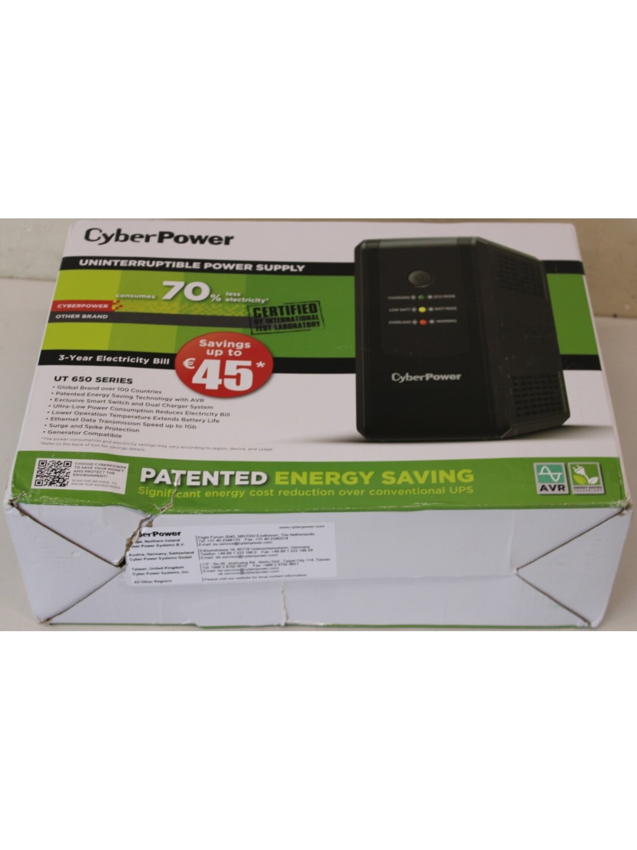 SALE OUT. CyberPower UT650EG Backup UPS Systems | SALE OUT. | CyberPower Backup UPS Systems | UT650EG | 650 VA | 360 W | DAMAGED PACKAGING SALE OUT. CyberPower UT650EG Backup UPS Systems | SALE OUT. | CyberPower Backup UPS Systems | UT650EG | 650 VA | 360 W | DAMAGED PACKAGING