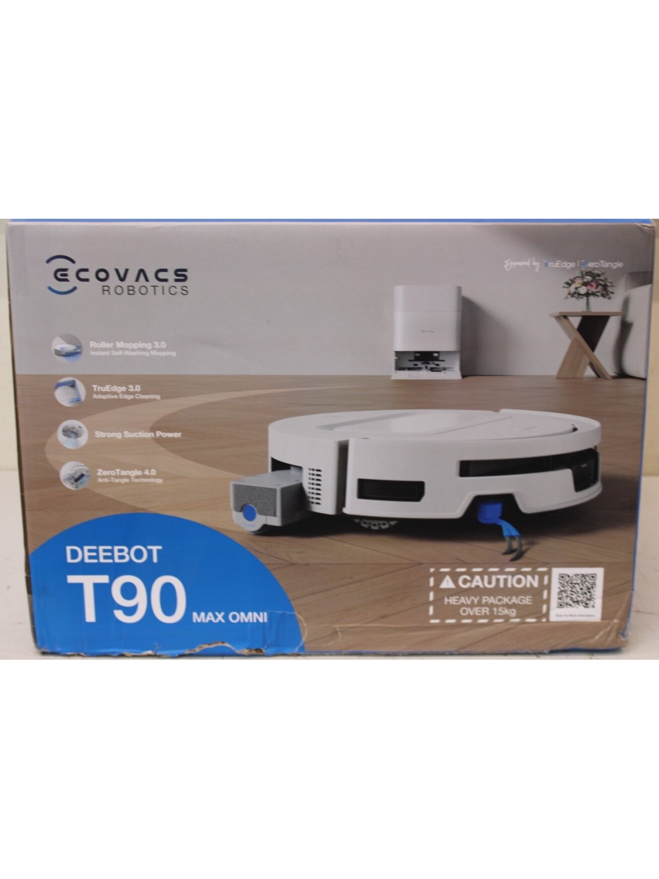 SALE OUT. Ecovacs DEEBOT T90 Max OMNI Vacuum Cleaner,Robot,Wet&Dry,30000Pa,TruEdge 3.0,ZeroTangle 4.0,OZMO Roller 3.0,White+OMNI Auto-Empty | Ecovacs Robot Vacuum Cleaner | DEEBOT T90 Max OMNI | Wet&Dry | Operating time (max) 257 min | 5200 mAh | Dust cap SALE OUT. Ecovacs DEEBOT T90 Max OMNI Vacuum Cleaner,Robot,Wet&Dry,30000Pa,TruEdge 3.0,ZeroTangle 4.0,OZMO Roller 3.0,White+OMNI Auto-Empty | Ecovacs Robot Vacuum Cleaner | DEEBOT T90 Max OMNI | Wet&Dry | Operating time (max) 257 min | 5200 mAh | Dust cap