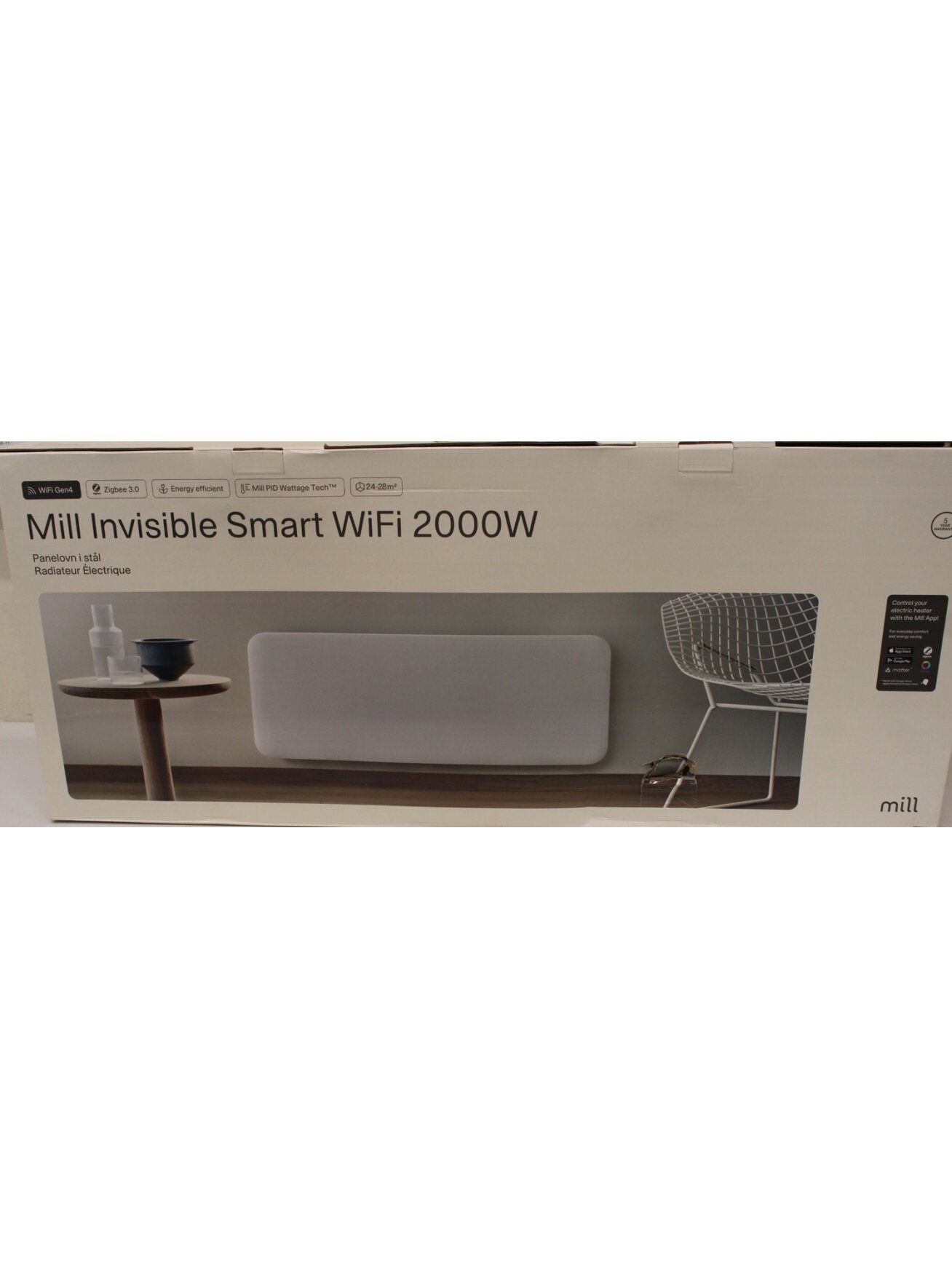 SALE OUT. Mill PA2000WIFI4 Panel Heater with WiFi Gen 4 2000 W Suitable for rooms 24-28 m², White, IPX4 | Mill Invisible Smart WiFi Heater | PA2000WIFI4 | Panel Heater | 2000 W | Suitable for rooms up to 24-28 m² | White | DAMAGED PACKAGING, DENTED BODY | SALE OUT. Mill PA2000WIFI4 Panel Heater with WiFi Gen 4 2000 W Suitable for rooms 24-28 m², White, IPX4 | Mill Invisible Smart WiFi Heater | PA2000WIFI4 | Panel Heater | 2000 W | Suitable for rooms up to 24-28 m² | White | DAMAGED PACKAGING, DENTED BODY |