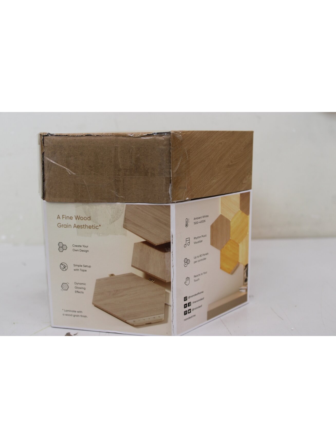 SALE OUT. Nanoleaf Elements Wood Look Hexagons Starter Kit (13 panels) | Cool White + Warm White | DAMAGED PACKAGING 1