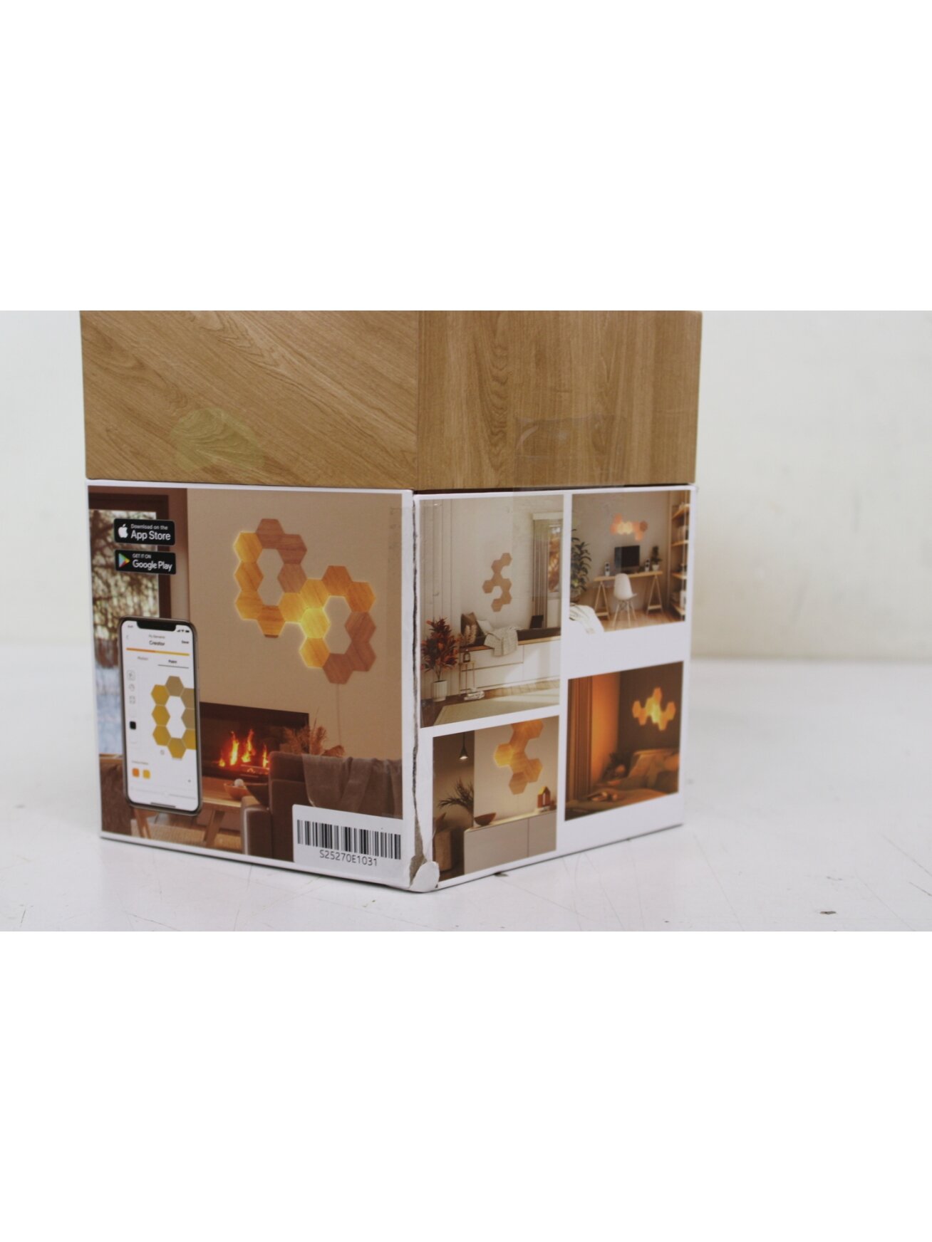 SALE OUT. Nanoleaf Elements Wood Look Hexagons Starter Kit (13 panels) | Cool White + Warm White | DAMAGED PACKAGING