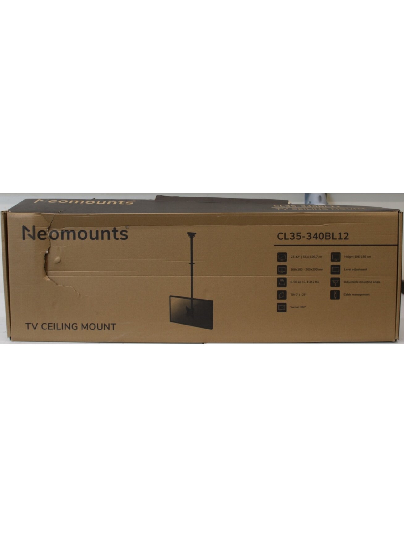 SALE OUT. Neomounts CL35-340BL12 Monitor/TV mount ceiling 1 screen - 23-42" - max 50 kg - VESA 100x100-200x200 - h 106-156 cm - black | Neomounts CL35-340BL12 Monitor/TV mount Ceiling | Adjustable Height, Rotate, Tilt, Swivel | 23-42 " | Maximum weight (c SALE OUT. Neomounts CL35-340BL12 Monitor/TV mount ceiling 1 screen - 23-42" - max 50 kg - VESA 100x100-200x200 - h 106-156 cm - black | Neomounts CL35-340BL12 Monitor/TV mount Ceiling | Adjustable Height, Rotate, Tilt, Swivel | 23-42 " | Maximum weight (c