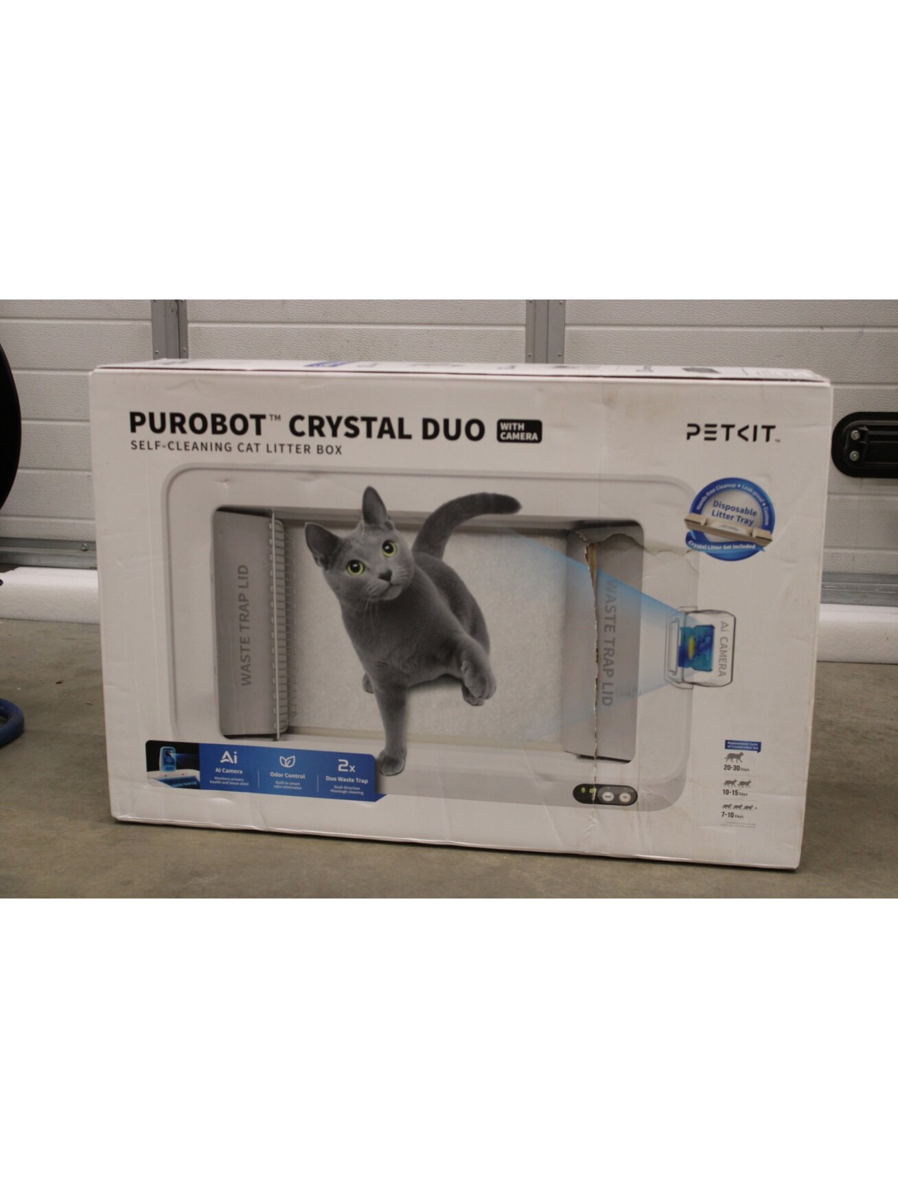 SALE OUT. PETKIT Purobot Crystal Duo with Camera Self-Cleaning Cat Litter Box | White | DAMAGED PACKAGING