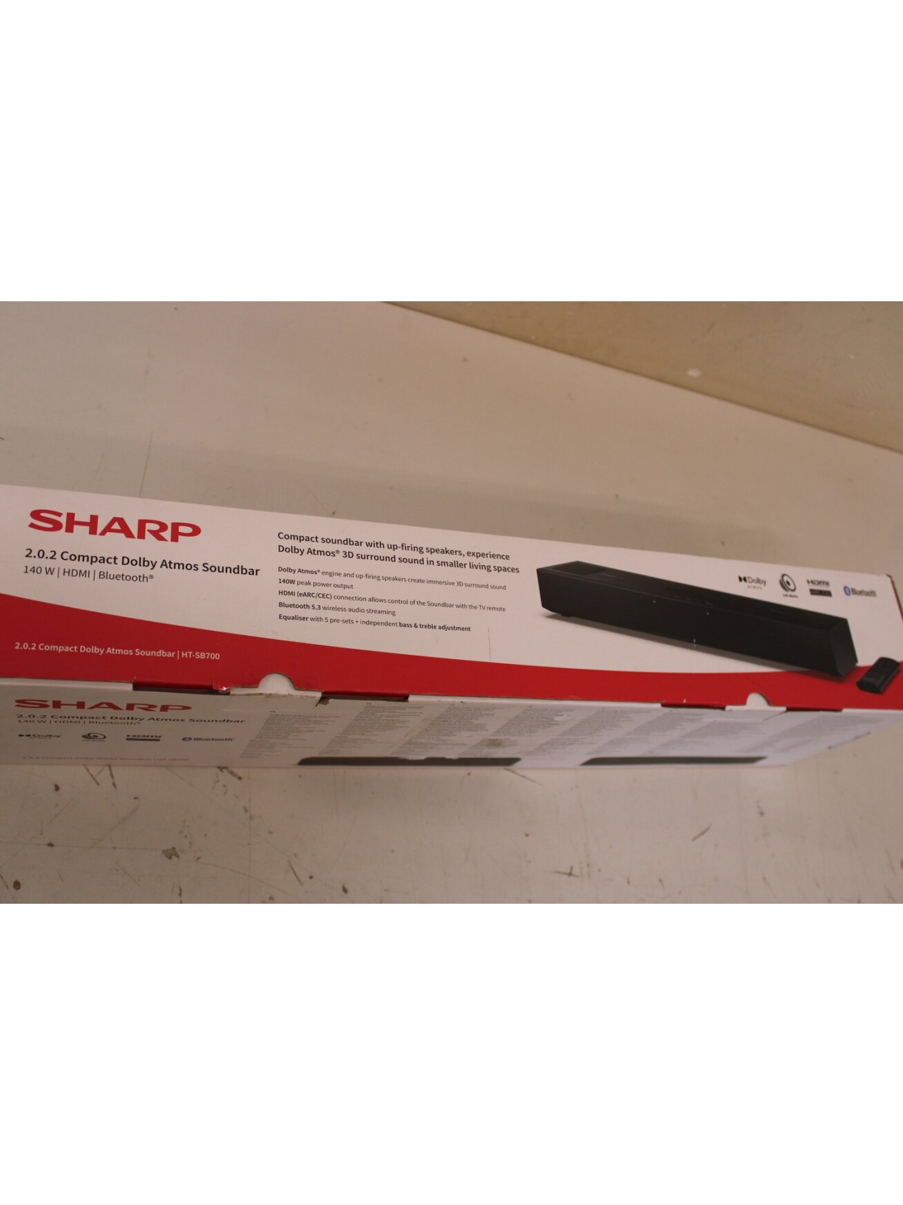 SALE OUT. | Sharp | 2.0.2 Compact Dolby Atmos Soundbar | HT-SB700 | 140 W | DEMO | Bluetooth | Black | Wireless connection 1