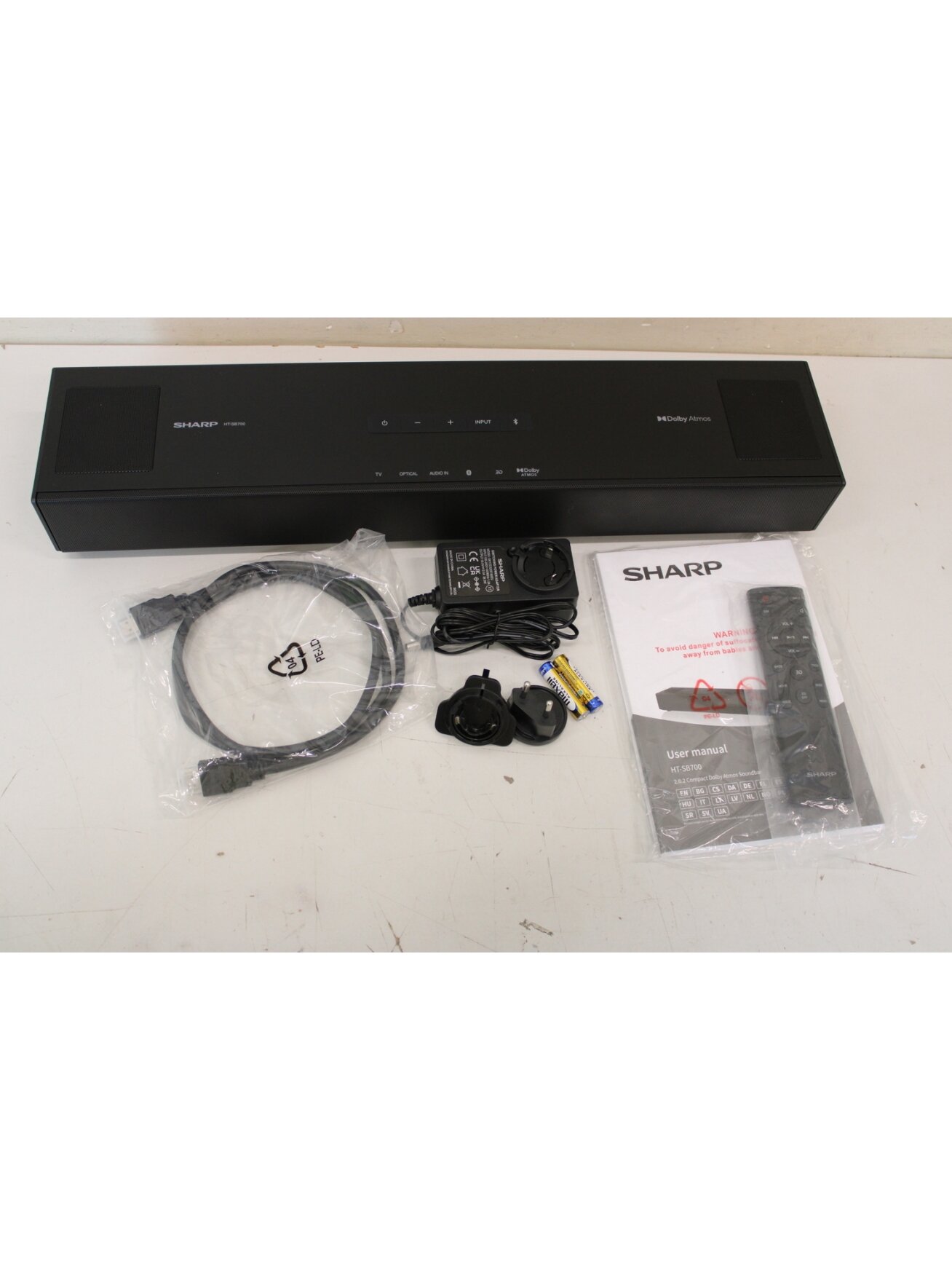 SALE OUT. | Sharp | 2.0.2 Compact Dolby Atmos Soundbar | HT-SB700 | 140 W | DEMO | Bluetooth | Black | Wireless connection SALE OUT. | Sharp | 2.0.2 Compact Dolby Atmos Soundbar | HT-SB700 | 140 W | DEMO | Bluetooth | Black | Wireless connection